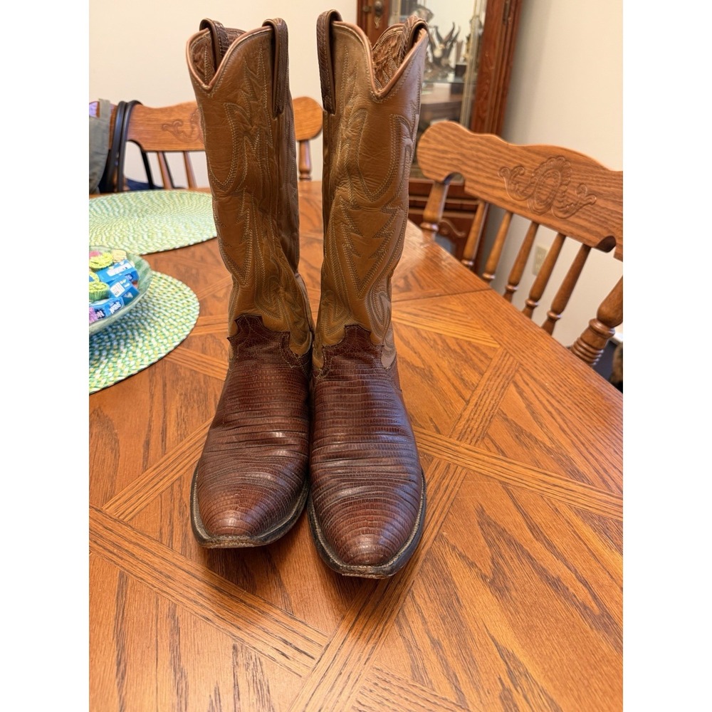 Justin Exotic Lizard Western Cowboy Boots Mens 8 Leather‎ 9031 USA